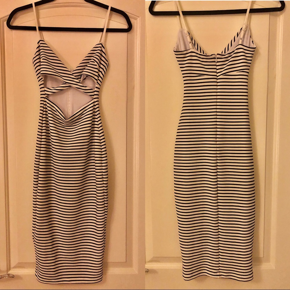 Nookie black and white stripe dress size 6(XS)